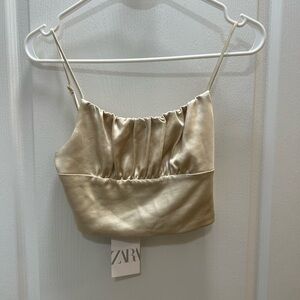 NWT Zara Gold Satin Women's Top